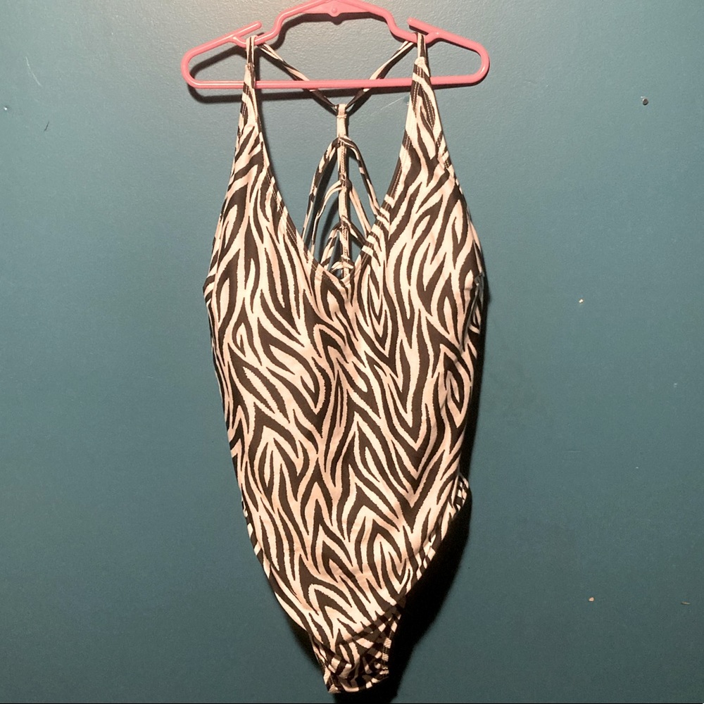 Zebra print one piece bathing suit